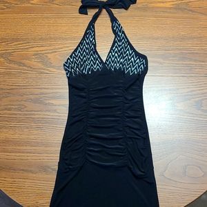 Black Halter Dress With Rhinestones